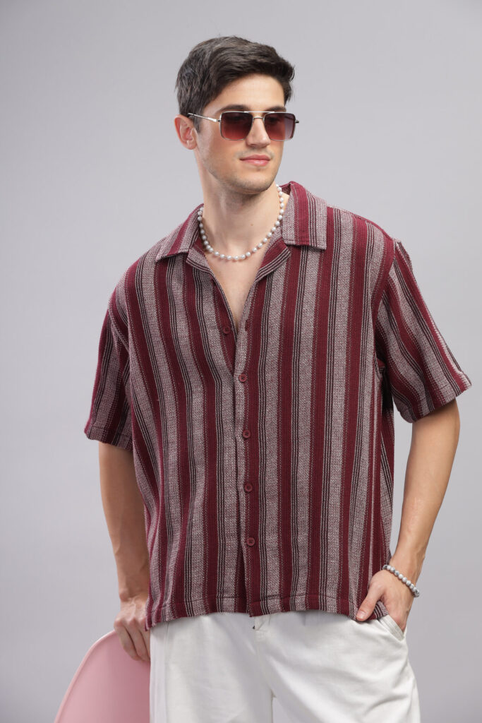 Boxy Vertical Striped (Maroon)
