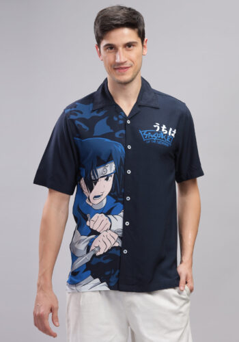 Gift yourself a stylish look with this cool navy oversized shirt it's well designed loose fit and fun Naruto: Sasuke Of The Uchiha print make it a delightful choice. Pair it with denims for an impressive look.